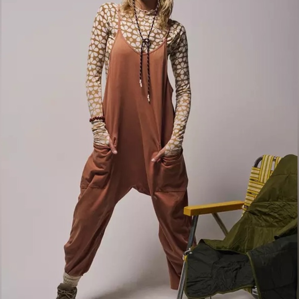 NWT🤎Free People Movement Hot Shot Onesie Red Earth